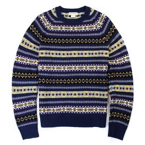 NWT HILLFLINT Merino Fair Isle Crew in Original Blue